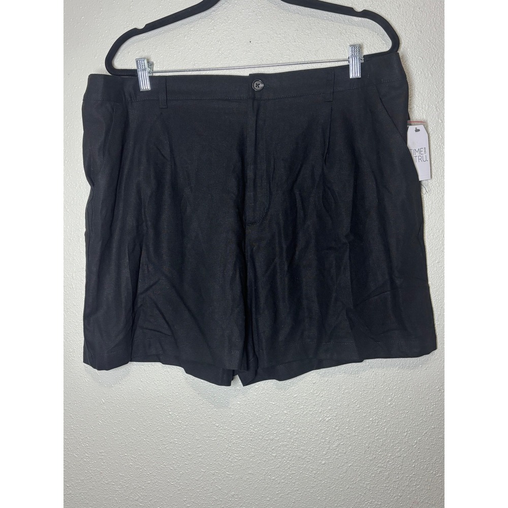 Time and Tru Women's Linen Blend Black Shorts Casual and Chic Size XXL NWT